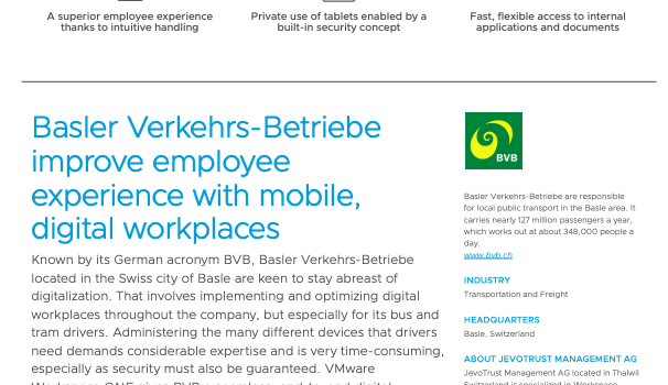 Local Public Transport in Basle: Digital Workplaces with VMware