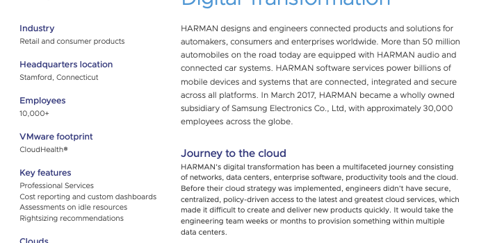How CloudHealth Became the Core of HARMAN's Cloud Digital Transformation