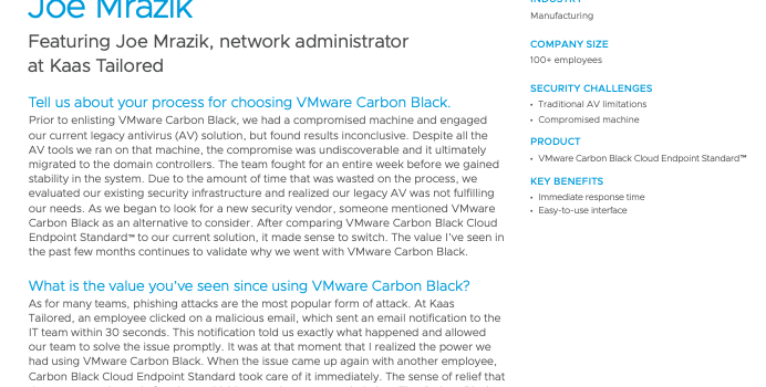 No Nonsense Security with VMware Carbon Black Cloud™