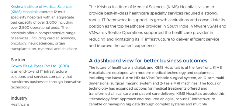 KIMS Hospitals Rightsize Business Infrastructure