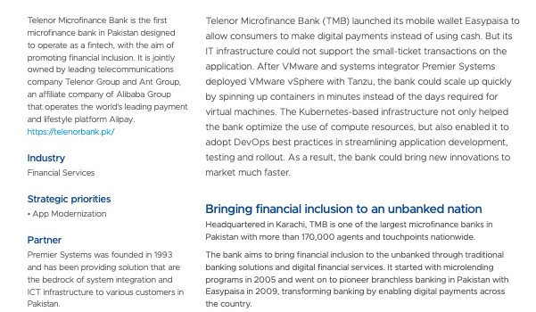 Accelerating financial inclusion with VMware Tanzu