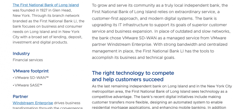 New York Bank Strengthens Bandwidth with VMware SD-WAN