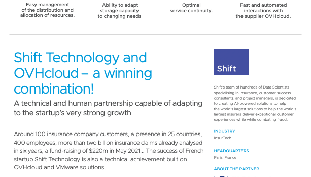 A private cloud dedicated to data protection and management at Shift Technology