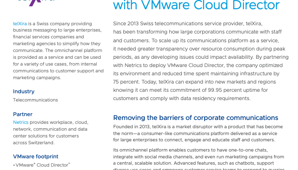 telXira Supercharges Growth with VMware Cloud Director