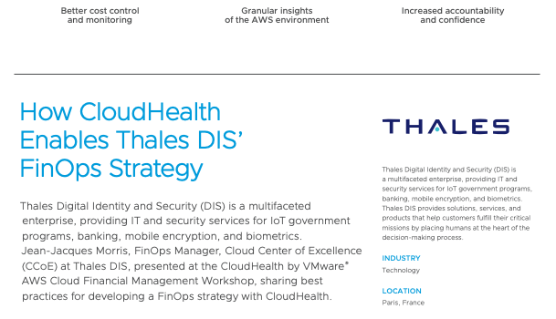 A multifaceted company executes their FinOps strategy with CloudHealth