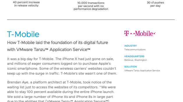 How T-Mobile laid the foundation of its digital future with VMware Tanzu Application Service
